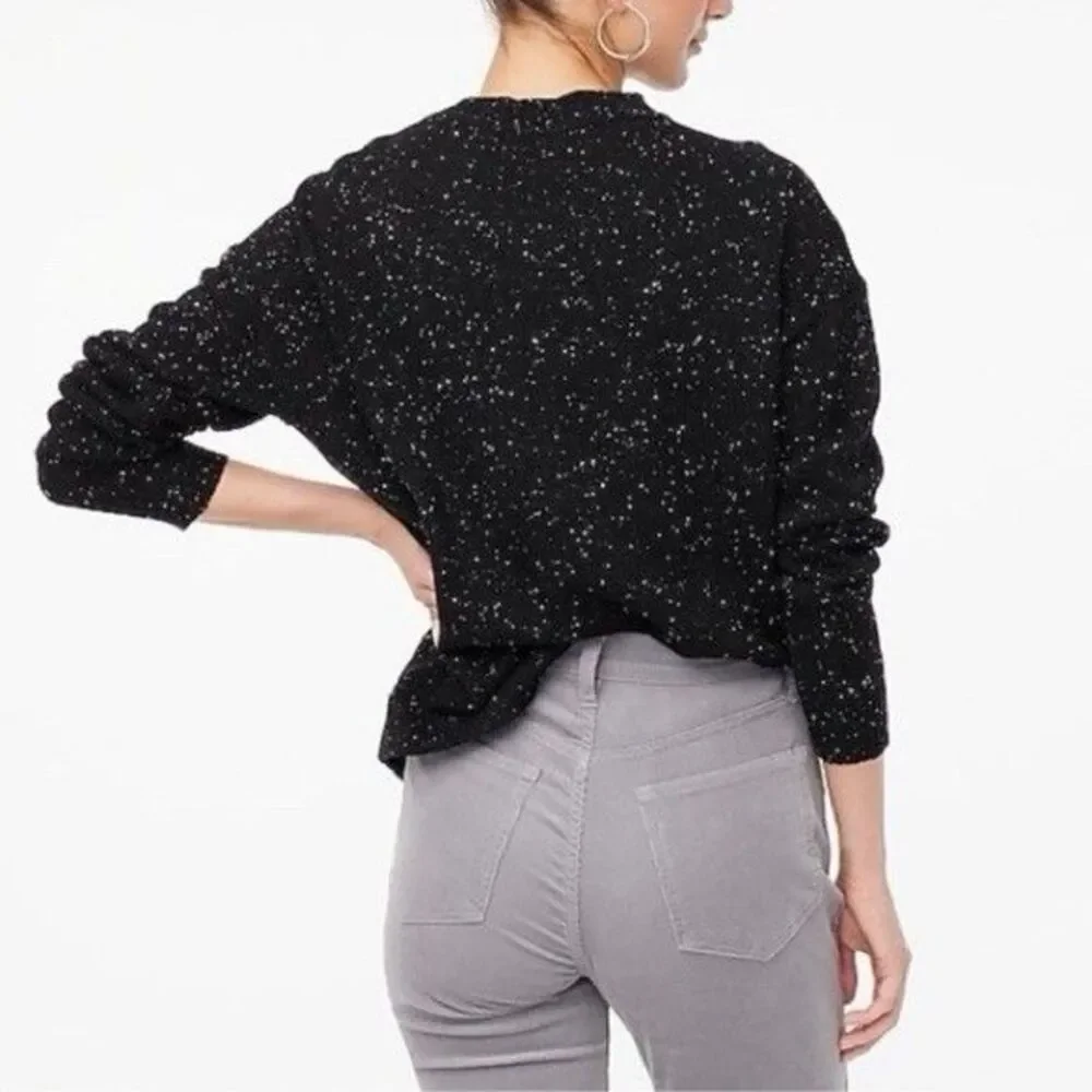 J.Crew Women’s Black Speckled Knit Pullover Sweater XL Cotton Blend Crew Neck